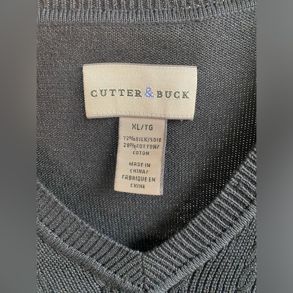 Cutter & Buck silk/cotton blend vintage cable knit sweater vest - Picture 2 of 5